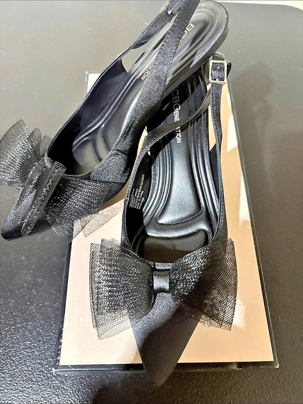 BCBG Generation  Black Bow Slingback Heels